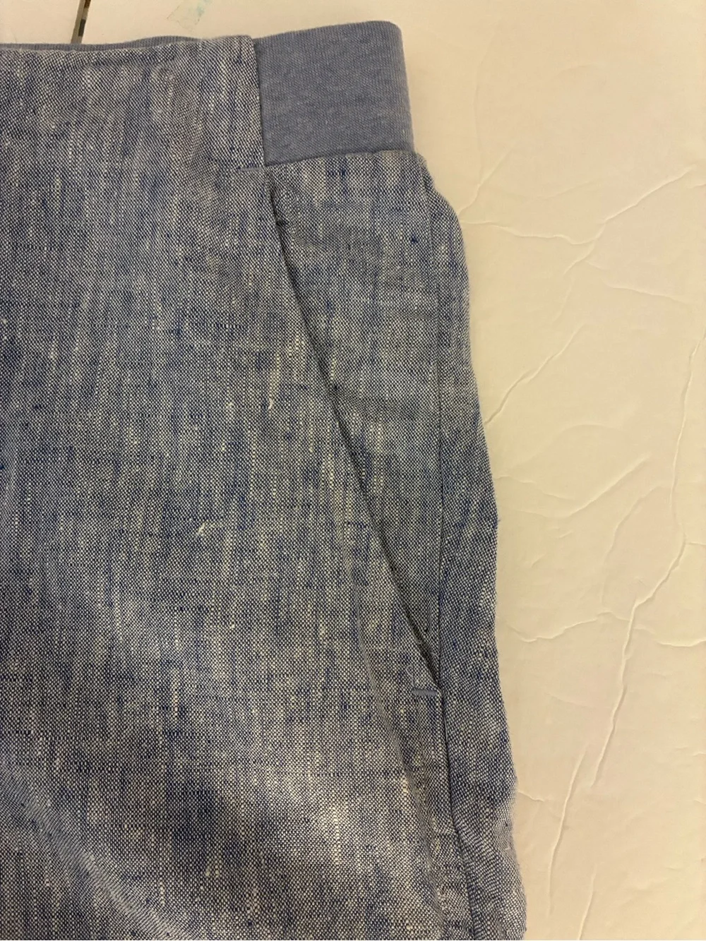 J.Jill Love Linen Pants Women M Blue Heather Chambray Pull On Coastal Lagenlook